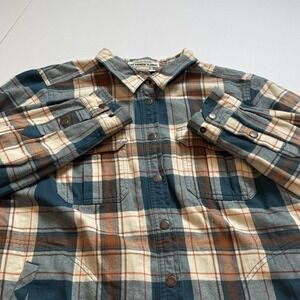 Duluth Trading Co Fleece Lined Flannel Shirt Mens L Free Swingin Plaid Shacket